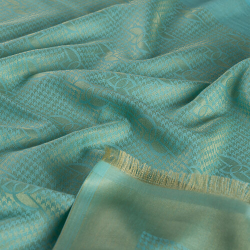 Cyan IE Monogram Cotton Silk Scarf