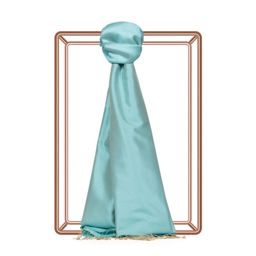 Cyan Plain Silk Scarf