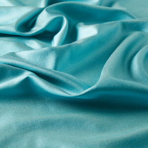 Cyan Reversible Silk Neck Scarf - Thumbnail
