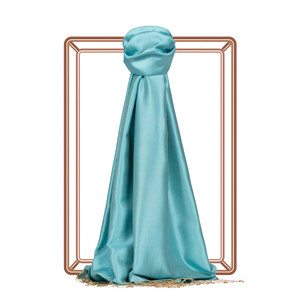 Cyan Reversible Silk Scarf - Thumbnail