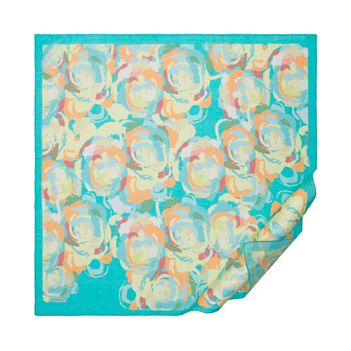 Cyan Soulful Blooms Tencel Print Scarf