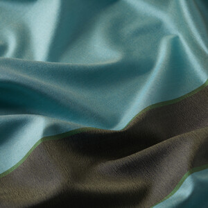 Cyan Striped Silk Scarf - Thumbnail