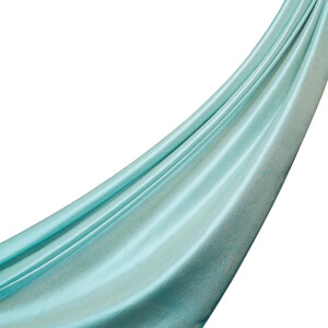 Cyan Thin Shantung Silk Neck Scarf - Thumbnail