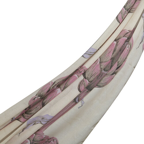 Dark Beige Artichoke Blossom Cotton Scarf