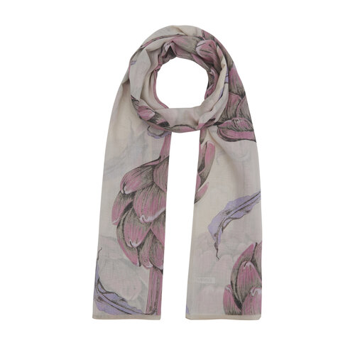 Dark Beige Artichoke Blossom Cotton Scarf