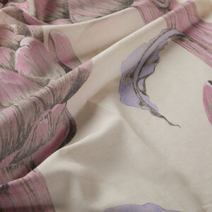 Dark Beige Artichoke Blossom Cotton Scarf - Thumbnail