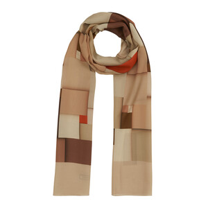 ipekevi - Dark Beige Lego Print Cotton Rayon Scarf (1)