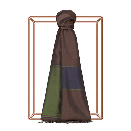 Dark Brown Striped Silk Scarf