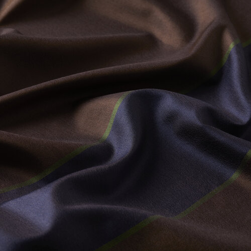 Dark Brown Striped Silk Scarf