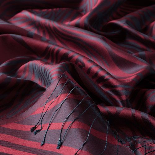 Dark Burgundy Zebra Jacquard Silk Scarf