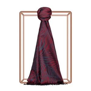 Dark Burgundy Zebra Jacquard Silk Scarf - Thumbnail