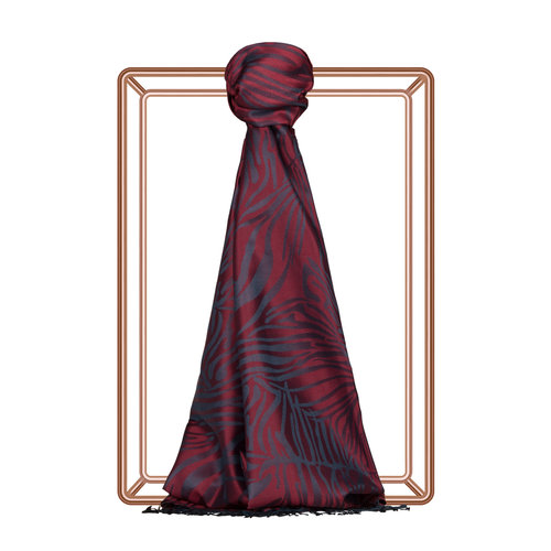 Dark Burgundy Zebra Jacquard Silk Scarf