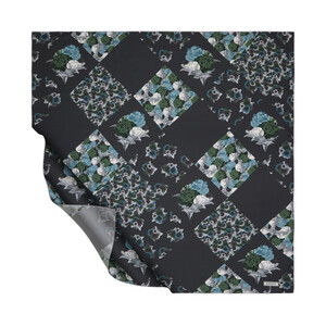 Dark Charcoal Lego Flower Silk Twill Scarf - Thumbnail