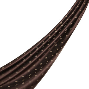 Dark Coffee Polka Dot Silk Scarf - Thumbnail