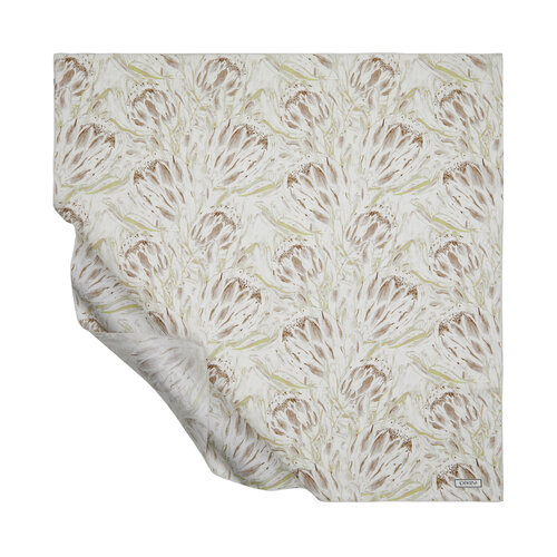 Dark Cream Floris Twill Silk Scarf