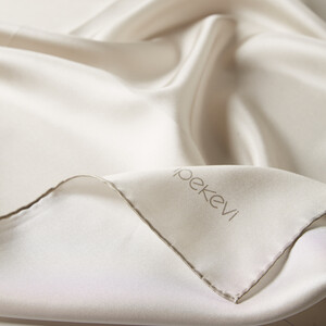 ipekevi - Dark Cream Plain Silk Twill Scarf (1)