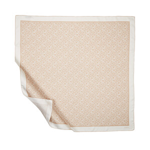 Dark Cream Typo Monogram Silk Twill Scarf - Thumbnail