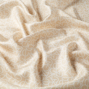 Dark Cream Typo Monogram Silk Twill Scarf - Thumbnail