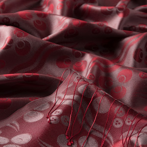 Dark Gray Cintemani Jacquard Silk Scarf - Thumbnail