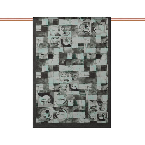 Dark Green Mono Mosaic Print Tencel Scarf