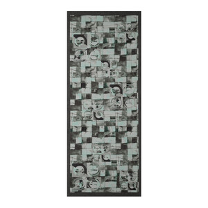 Dark Green Mono Mosaic Print Tencel Scarf - Thumbnail