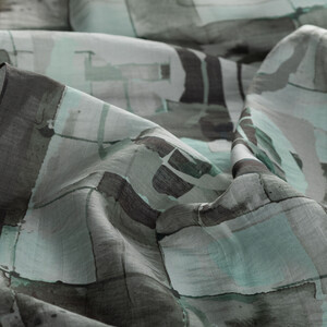 Dark Green Mono Mosaic Print Tencel Scarf - Thumbnail