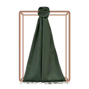Dark Green Reversible Silk Scarf - Thumbnail