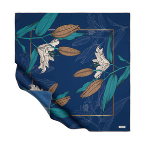 ipekevi - Dark Indigo Lily Twill Silk Scarf