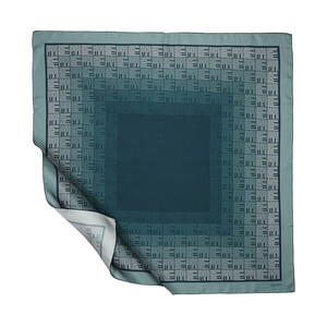 Dark Menthol Qufi Pattern Silk Twill Scarf - Thumbnail