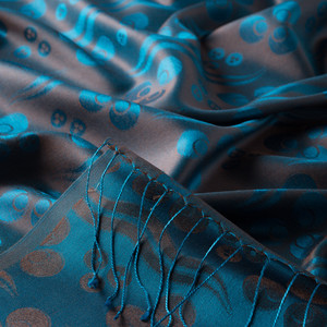 Dark Mink Cintemani Jacquard Silk Scarf - Thumbnail