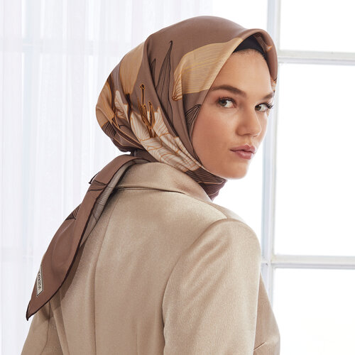 Dark Mink Lily Twill Silk Scarf