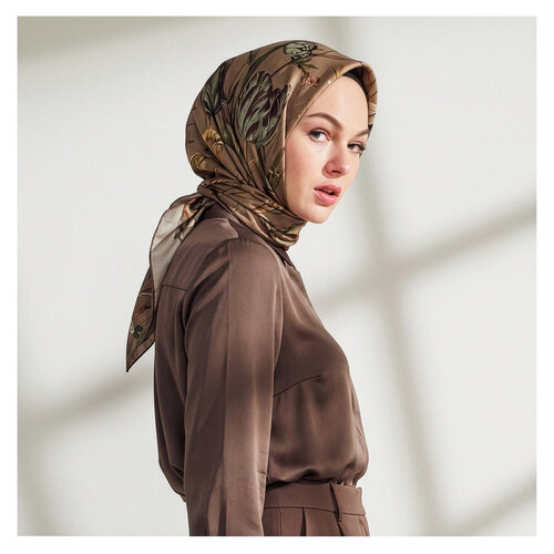 Dark Mink Melancholia Print Silk Twill Scarf