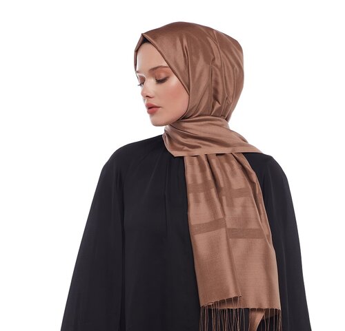 Dark Mink Mono Striped Silk Scarf