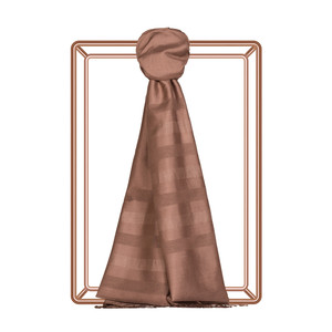 Dark Mink Mono Striped Silk Scarf - Thumbnail