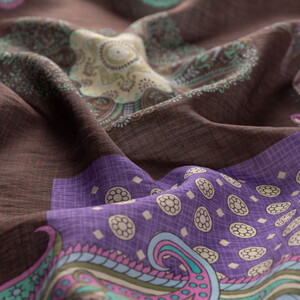 Dark Mink Palace Way Print Tencel Scarf - Thumbnail