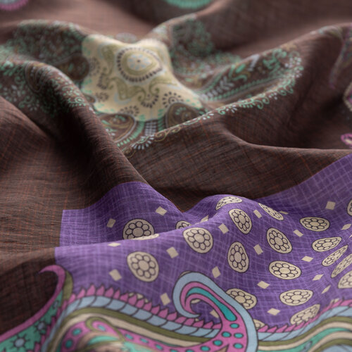 Dark Mink Palace Way Print Tencel Scarf