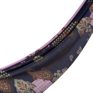 ipekevi - Dark Navy Palace Way Print Tencel Scarf