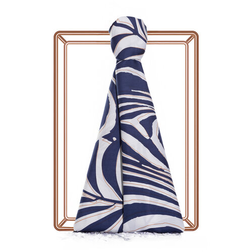 Dark Navy Palm Springs Print Silk Scarf