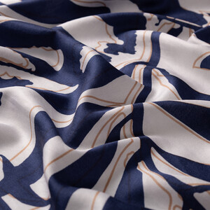 Dark Navy Palm Springs Print Silk Scarf - Thumbnail