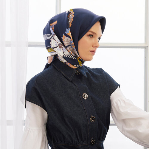 Dark Navy Rajah Twill Silk Scarf