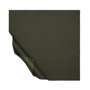 Dark Olive Plain Silk Twill Scarf - Thumbnail