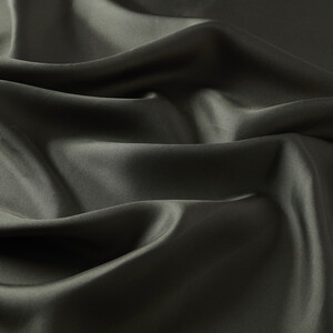 Dark Olive Plain Silk Twill Scarf - Thumbnail