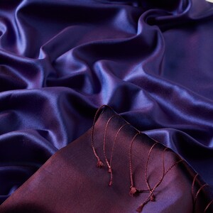Dark Sax Blue Reversible Silk Scarf - Thumbnail