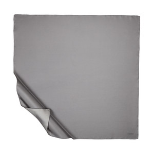 Dark Silver Plain Silk Twill Scarf - Thumbnail