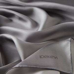 Dark Silver Plain Silk Twill Scarf - Thumbnail