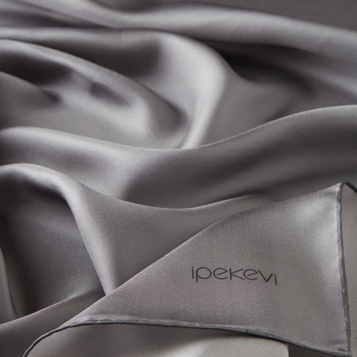 Dark Silver Plain Silk Twill Scarf