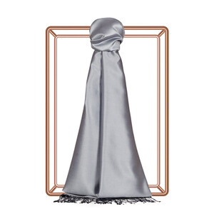 Dark Silver Reversible Silk Scarf - Thumbnail