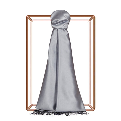 Dark Silver Reversible Silk Scarf