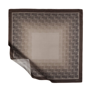 Dark Stone Qufi Pattern Silk Twill Scarf - Thumbnail