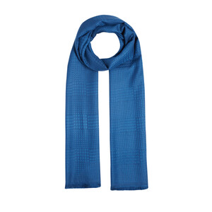 Deep Blue Wool Silk Scarf - Thumbnail